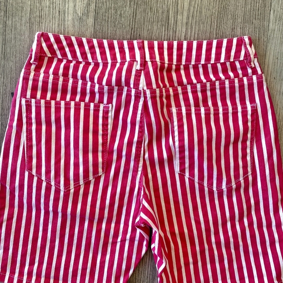 Asos Pink Striped Bermuda Denim Shorts Cotton Blend - Picture 3 of 7